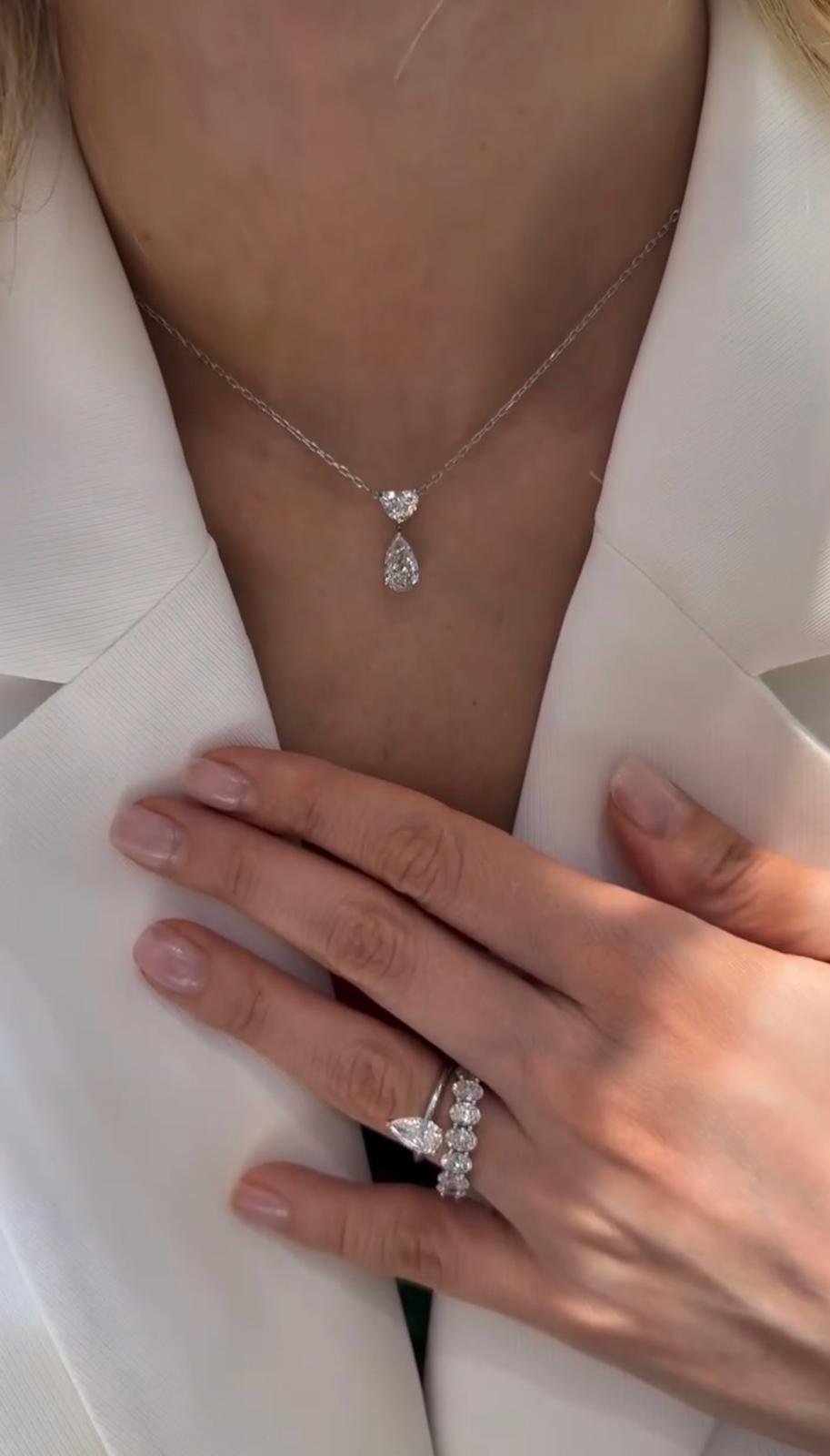 SERENE || 3Ct Lab-grown Diamond Teardrop Necklace In 14K Gold