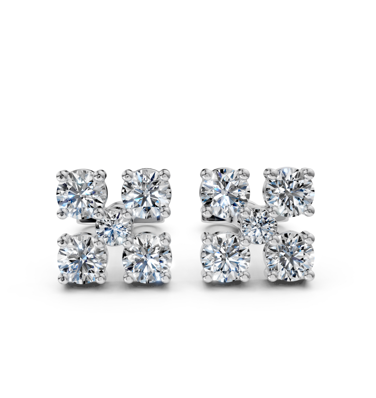 Celestia Cluster Stud Earrings 925 Sterling Silver