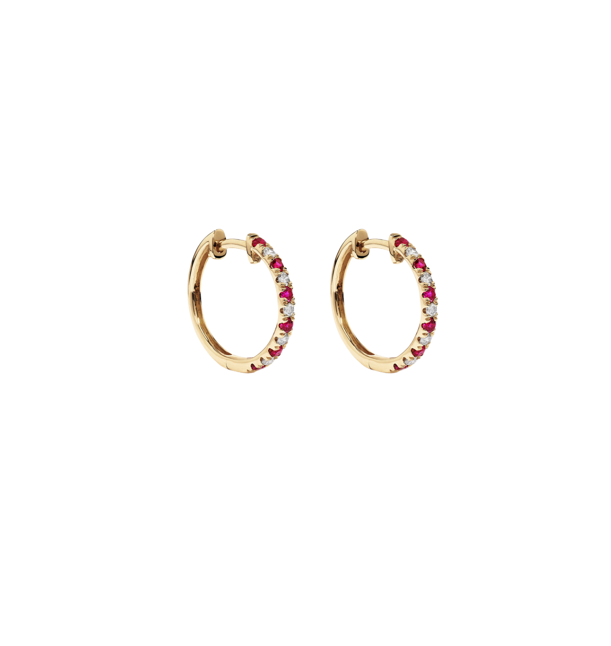 Dainty ruby hoop earrings – perfect for daily wear.