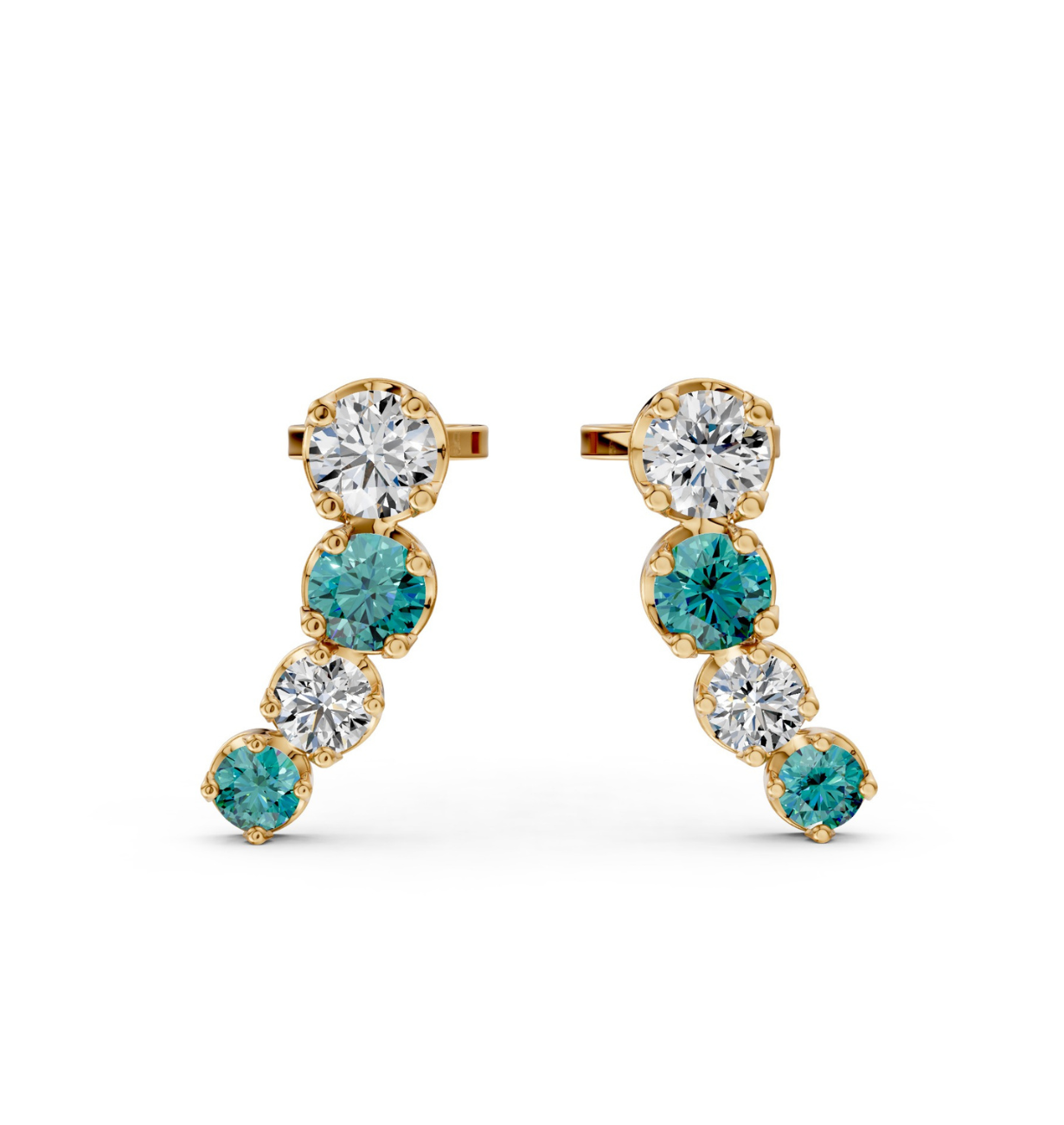 Gradient Bar Earrings -Teal & White