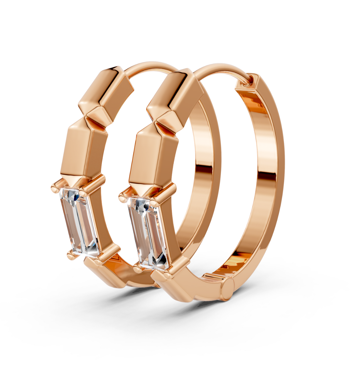 Luna Baguette Hoop Earrings 18k Gold Vermeil