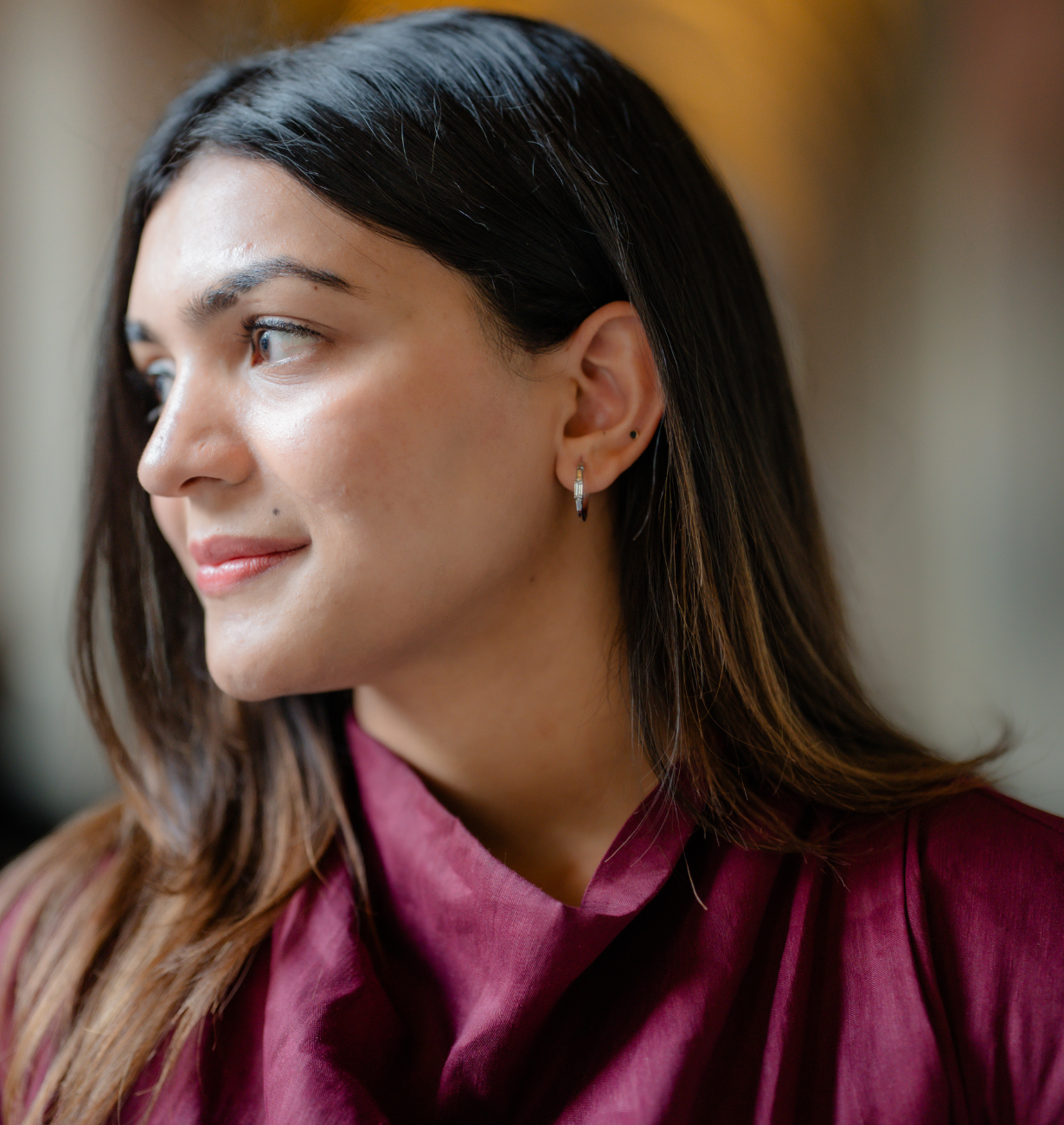 Luna Baguette Hoop Earrings Silver Sterling