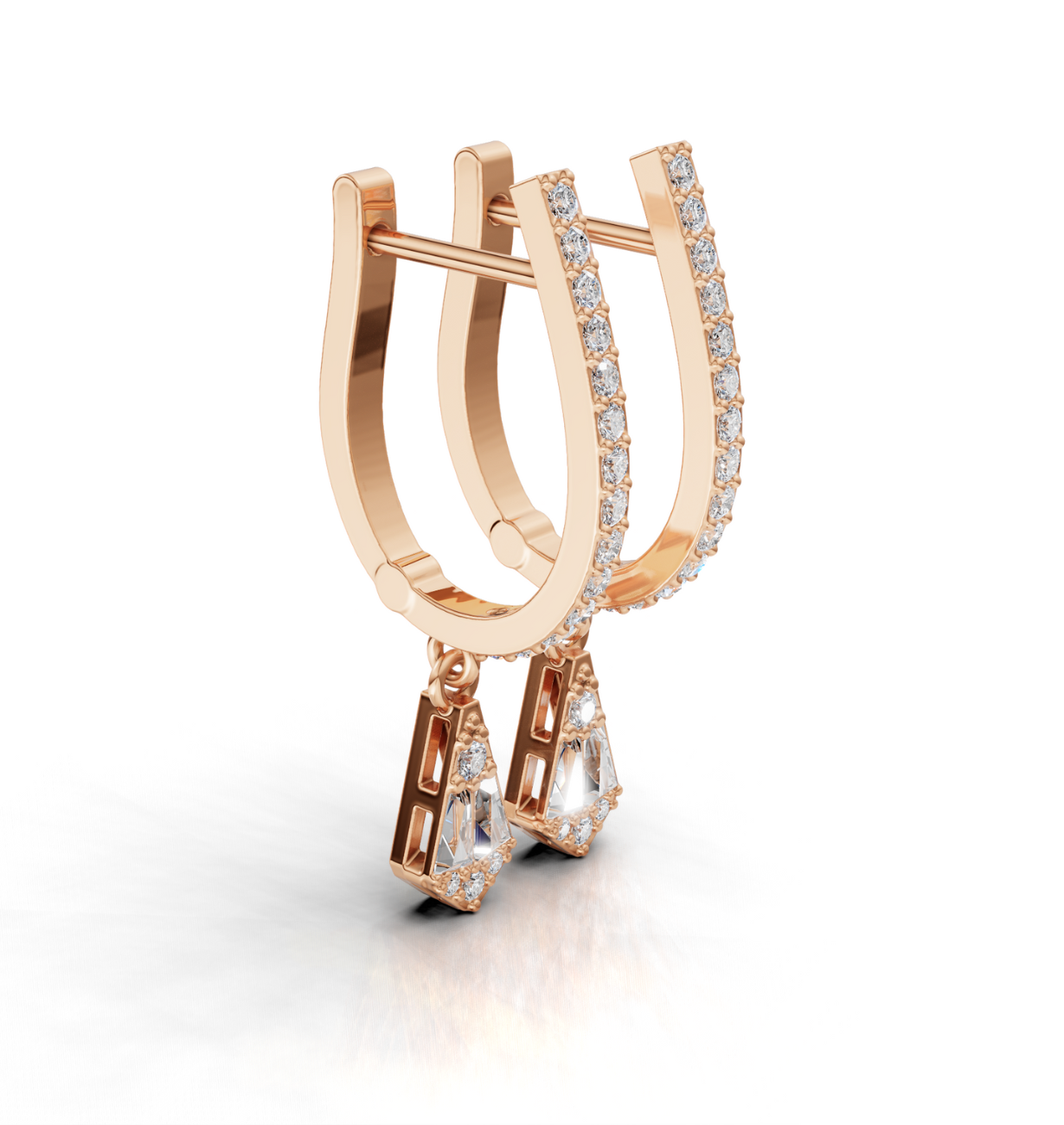 Rose Vermeil Aria Baguette Drop Hoop Earrings