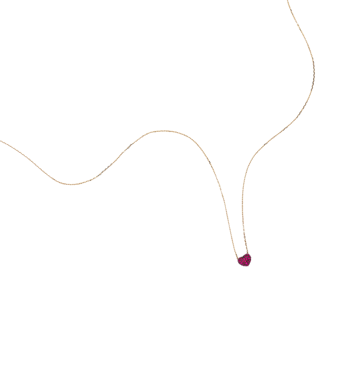 Ruby PavΓ© Heart Necklace with sparkling gemstones.