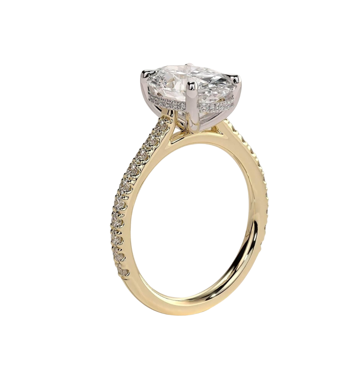 Side view of the Mery Oval Diamond Engagement Ring in 18K Solid Gold
