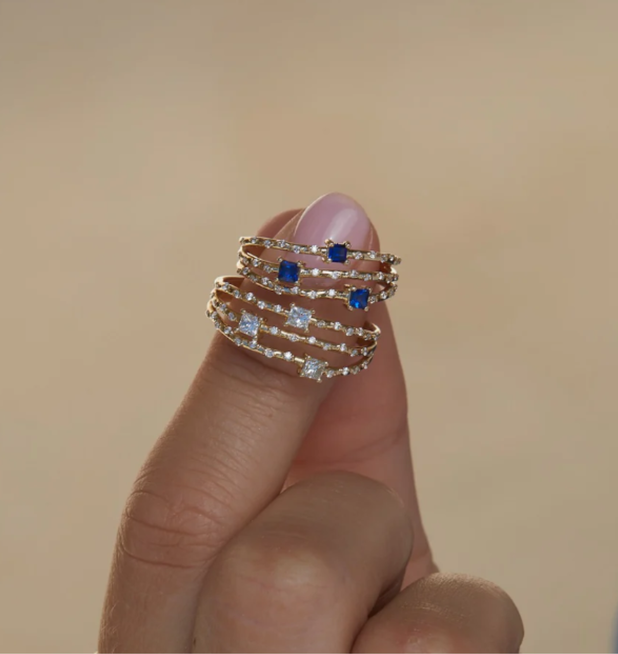 SAPPHIRE TRIPLE BAND RING