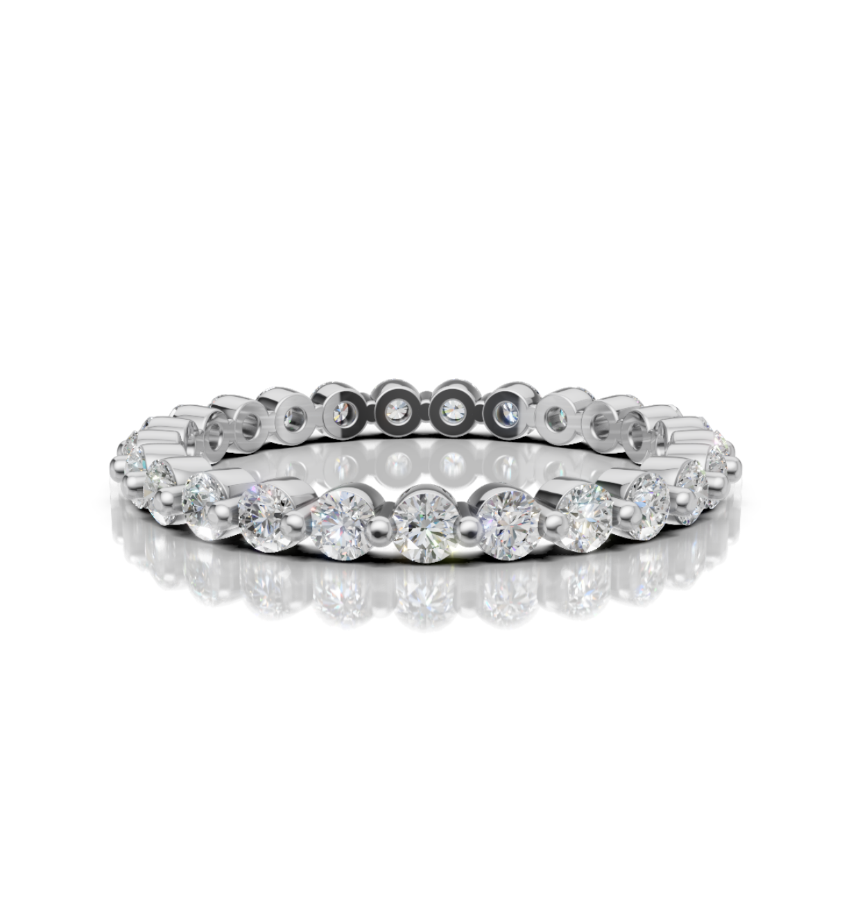 Silver ring with embedded diamonds