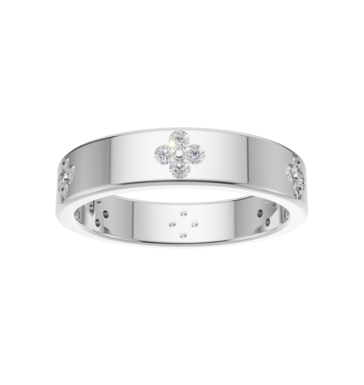 Silver ring with diamond accents