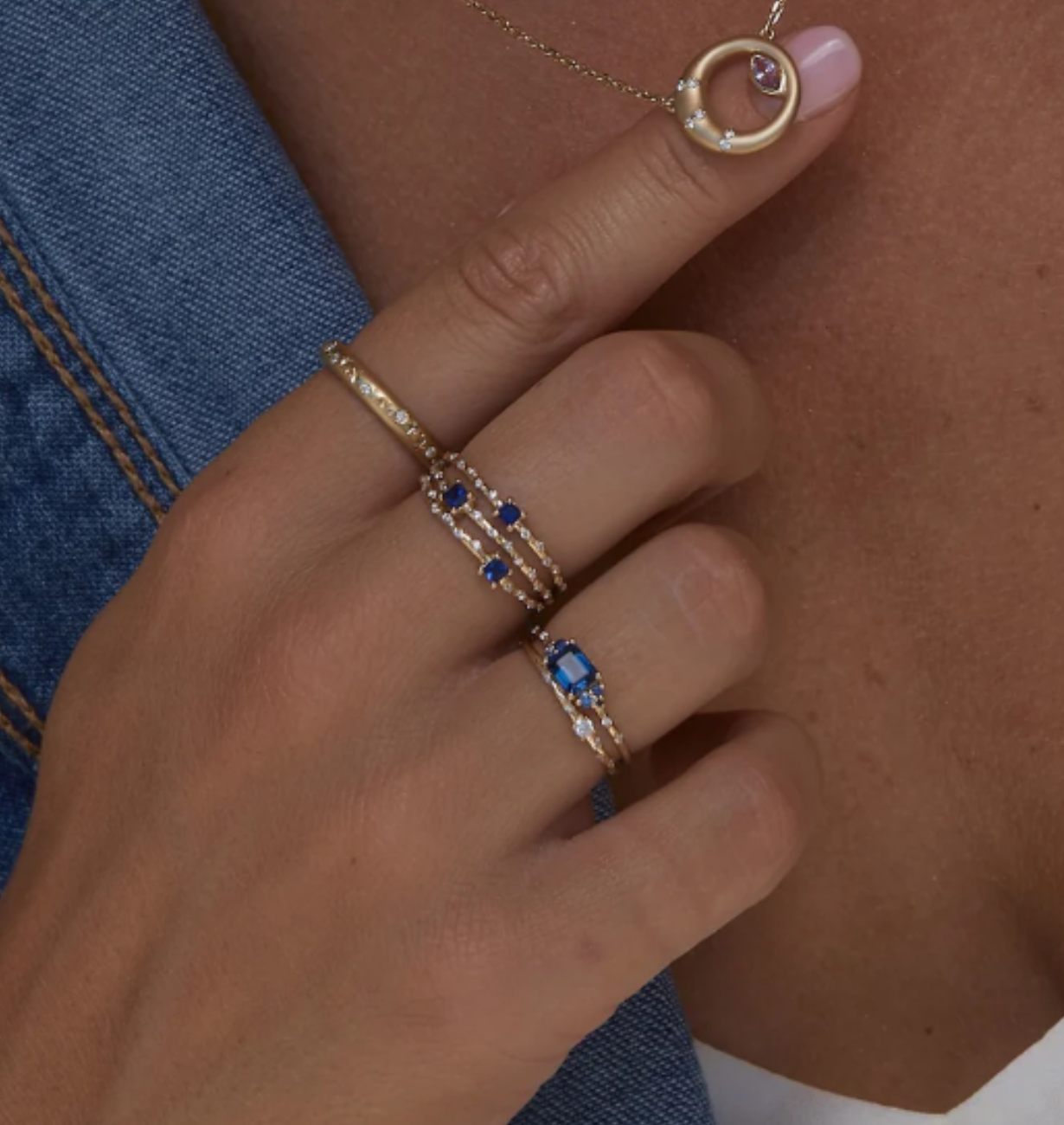 SAPPHIRE TRIPLE BAND RING