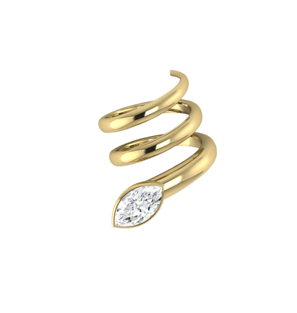 bezel set marquise lab grown diamond ring with gold band