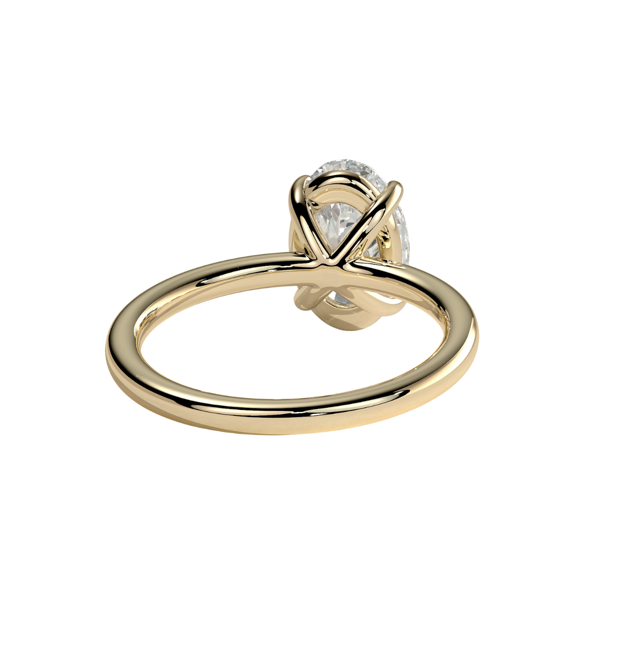 classic oval lab grown diamond ring in 18k yellow gold