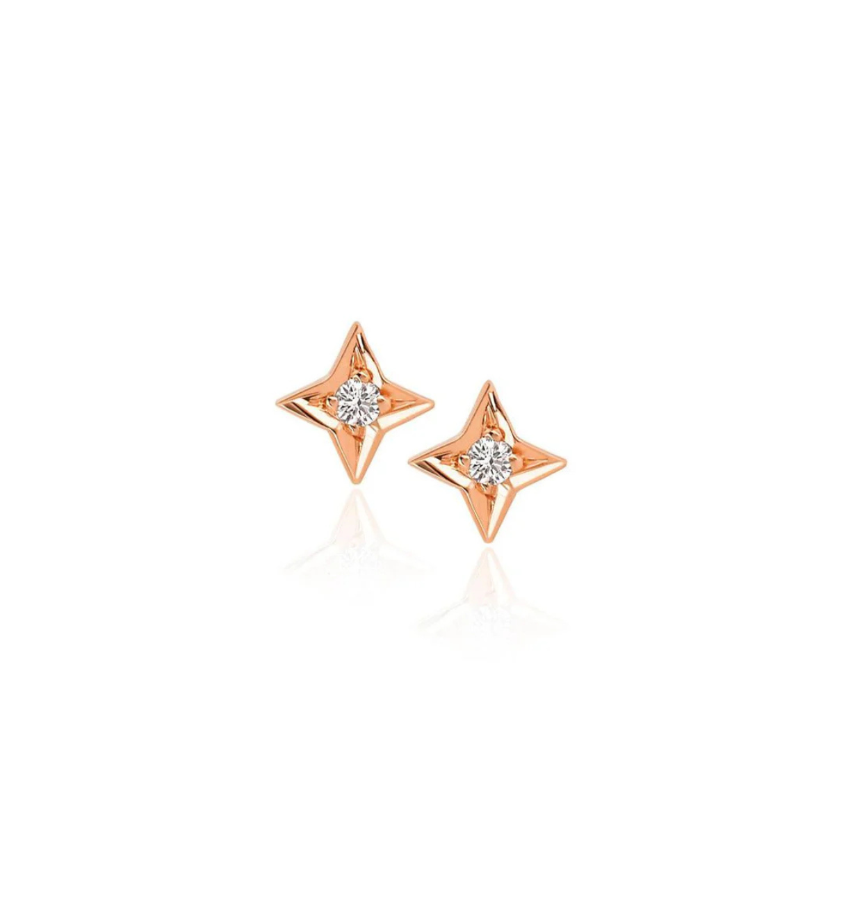 diamond detail on astra stud earrings in gold