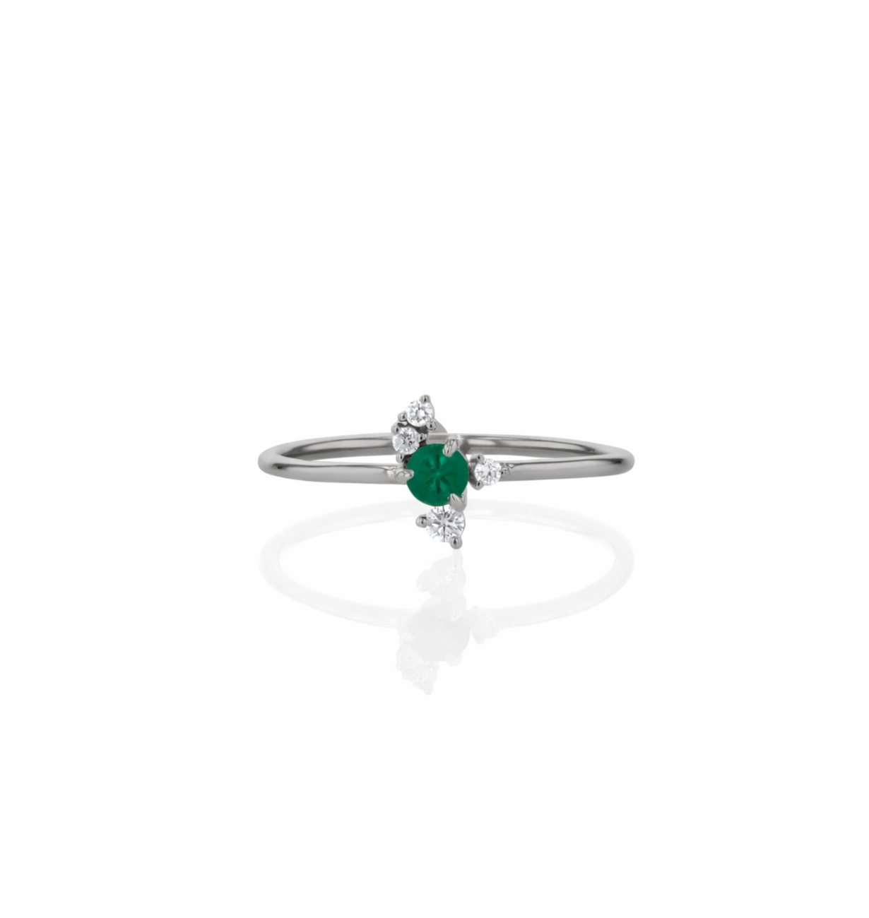 lab grown diamond ring with blossom design in 14k white gold