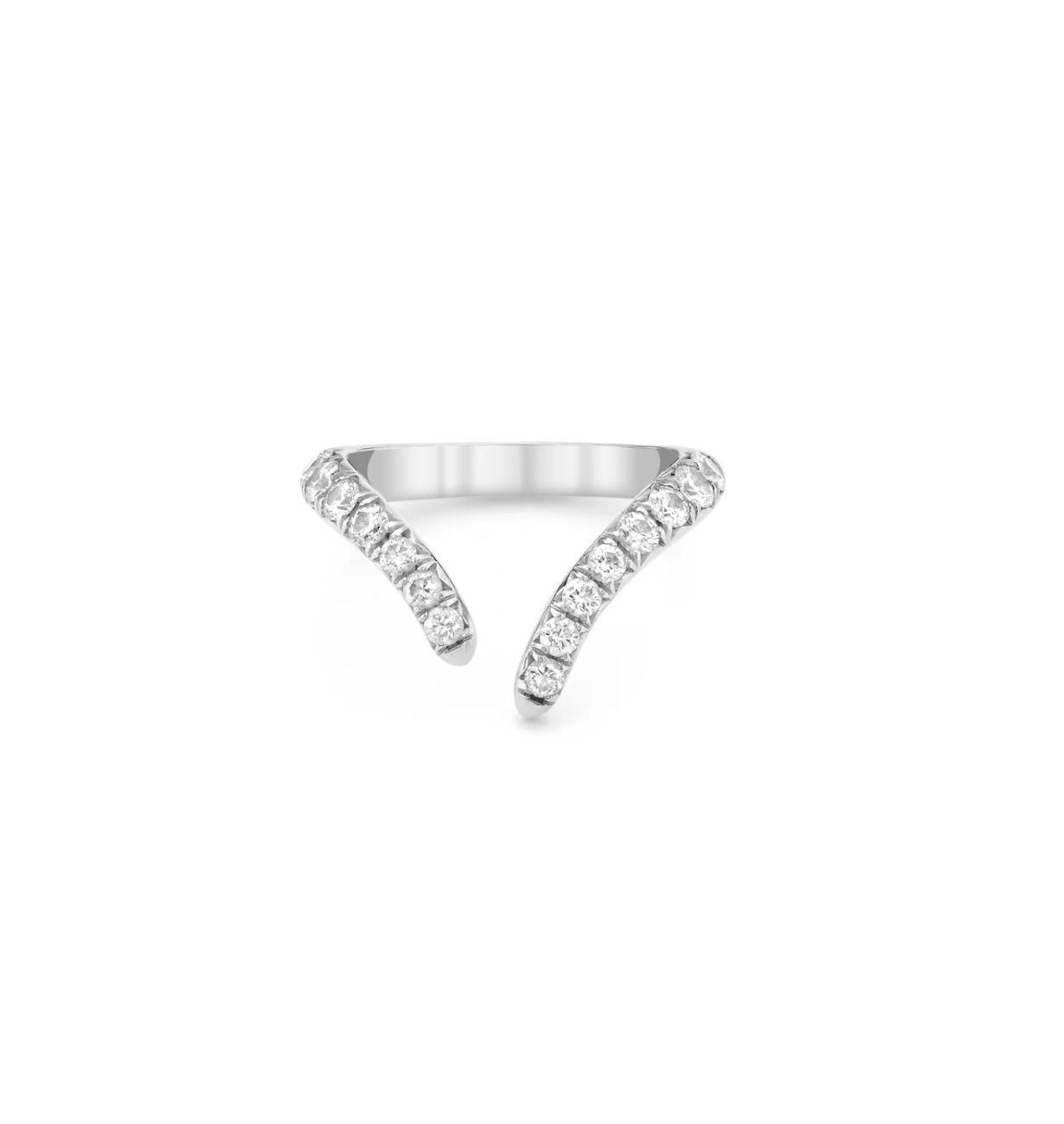 open v lab grown diamond ring with pave diamonds in 14k gold