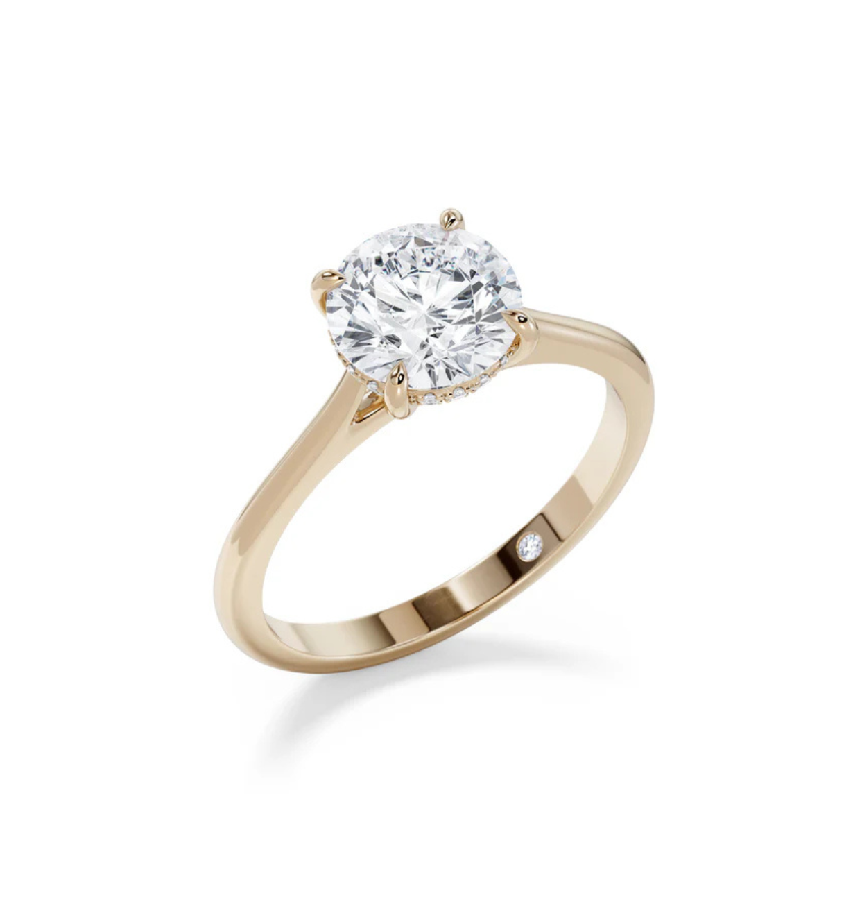 round lab grown diamond engagement ring in 14k gold