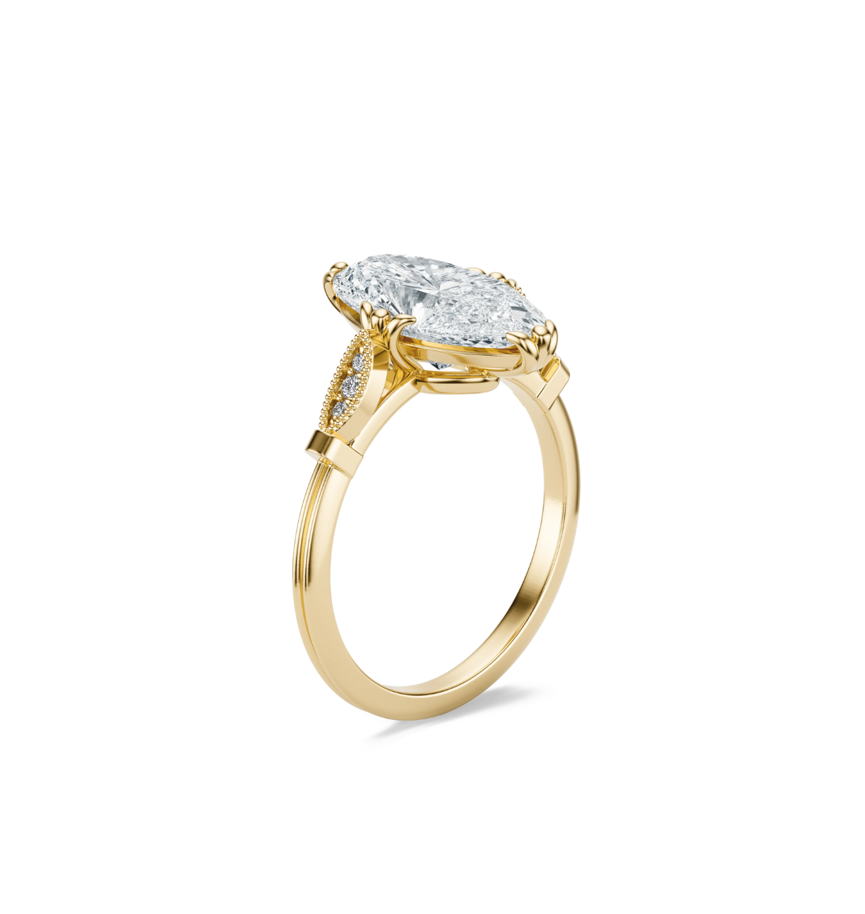 vintage style moval lab grown diamond ring set in gold
