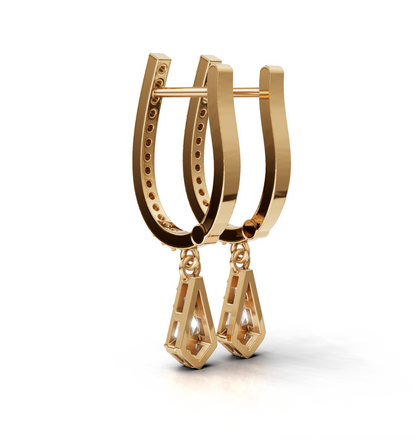 18K Gold Vermeil Aria Baguette Drop Hoop Earrings