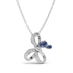 18K Rose Vermeil Pendant Necklace Sapphire Bloom Butterfly 