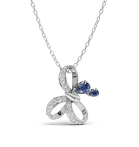 18K Rose Vermeil Pendant Necklace Sapphire Bloom Butterfly 