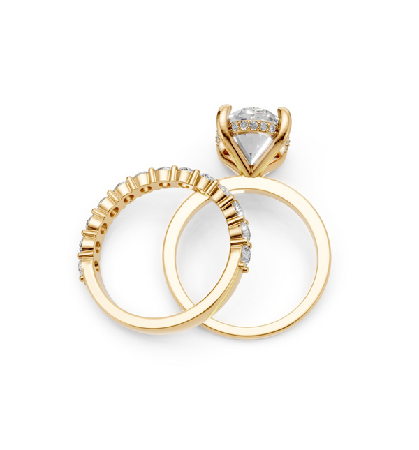 Golden Luminaire Ring and Eternity Band