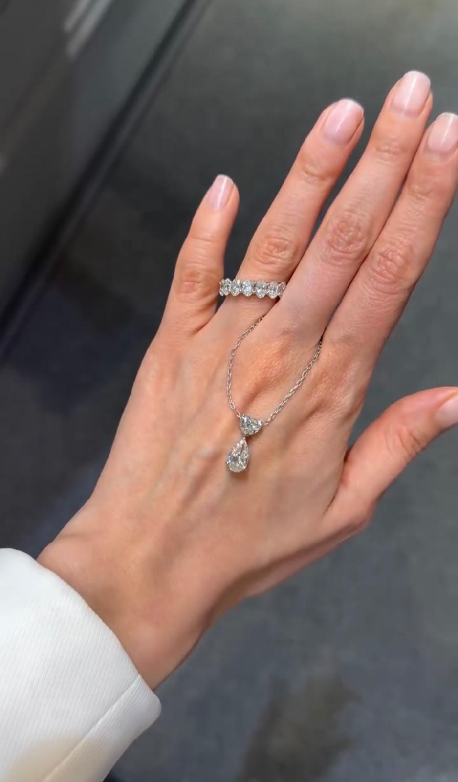 SERENE || 3Ct Lab-grown Diamond Teardrop Necklace In 14K Gold