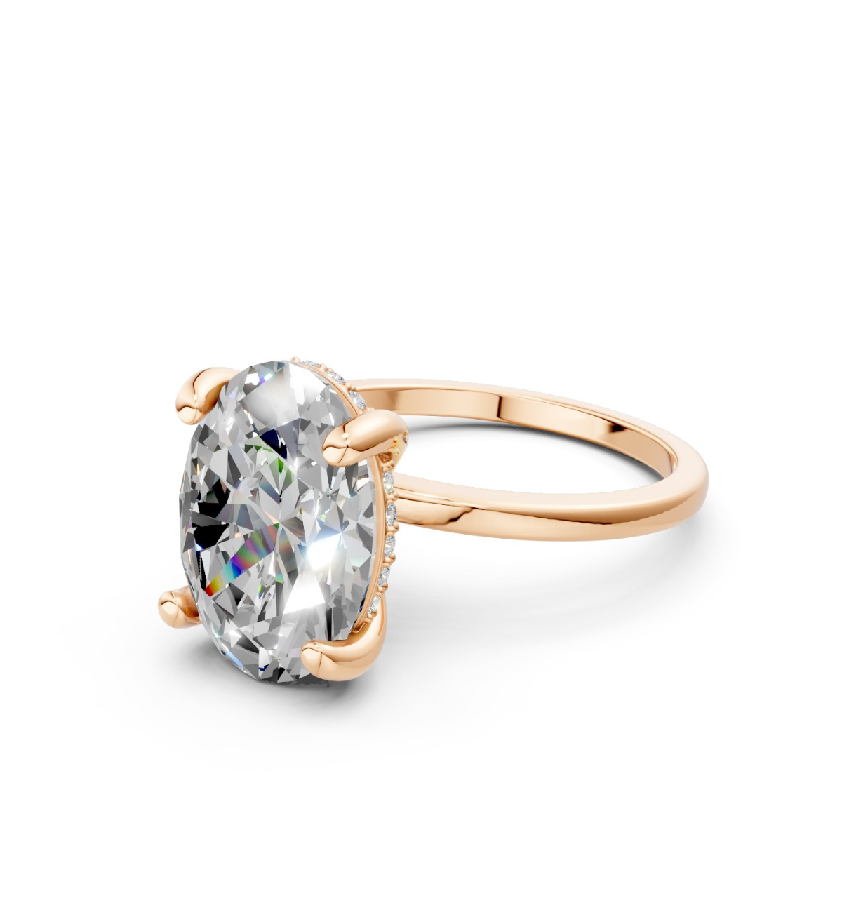 MERIEL || 3.85Ct Lab-Grown Diamond Hidden Halo Ring In 14K Gold