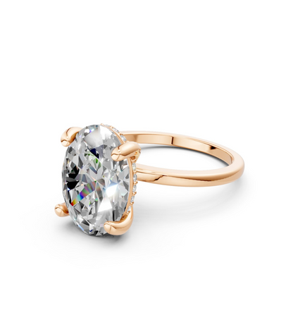 MERIEL || 3.85Ct Lab-Grown Diamond Hidden Halo Ring In 14K Gold