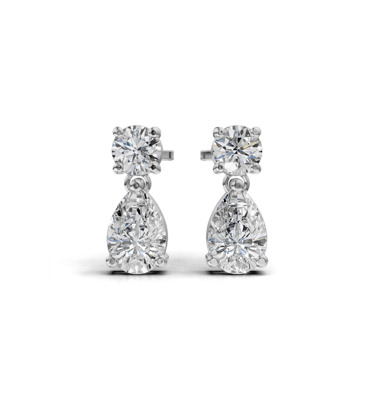 925 Sterling Silver Diamond Convertible Drop Earrings 