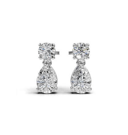 925 Sterling Silver Diamond Convertible Drop Earrings 