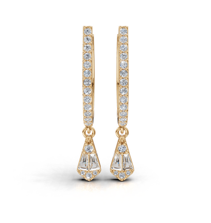 Aria Baguette Drop Hoop Earrings 18K Gold Vermeil