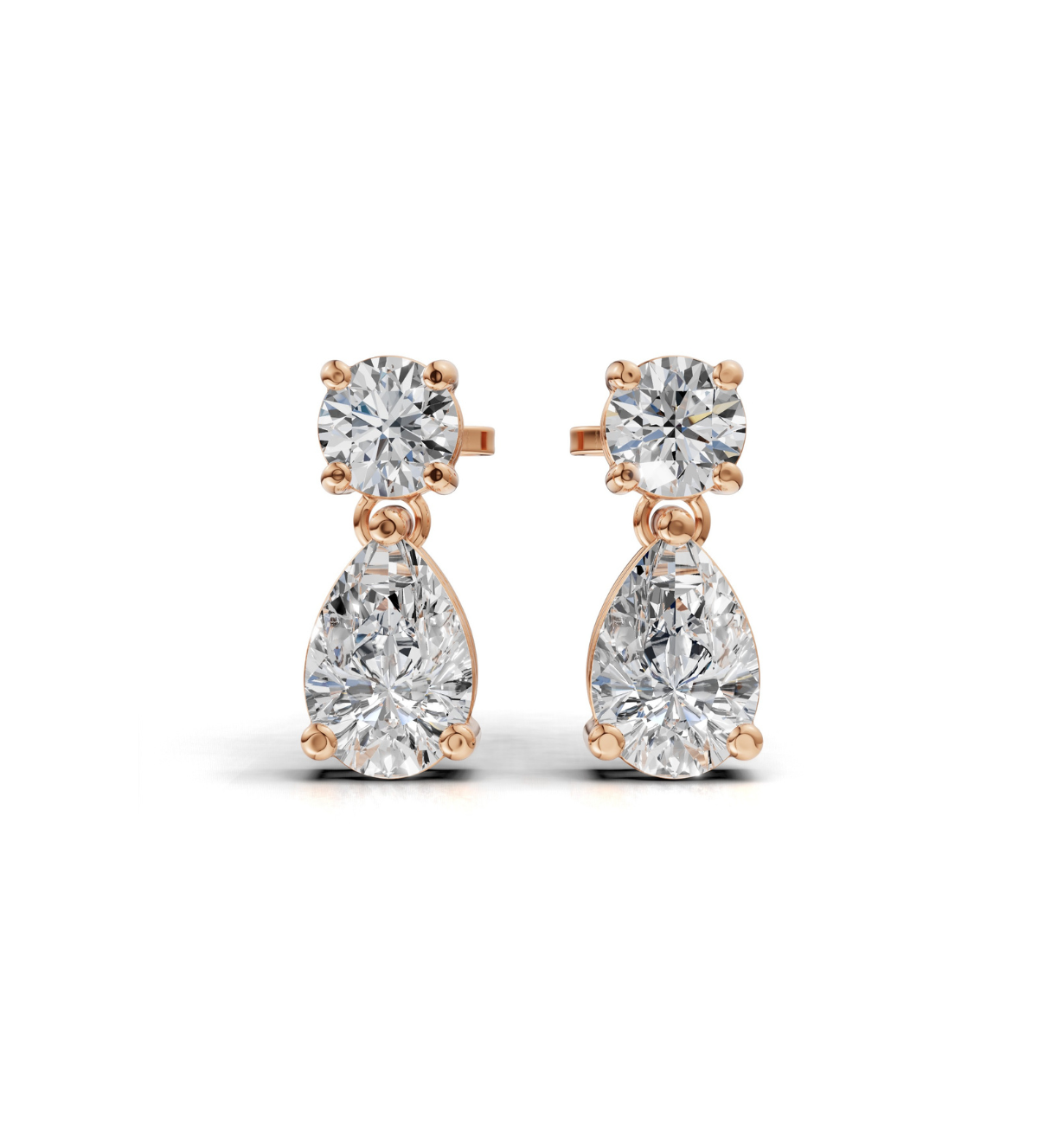 Diamond Convertible Drop Earrings 18K Rose 