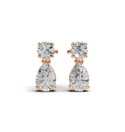 Diamond Convertible Drop Earrings 18K Rose 