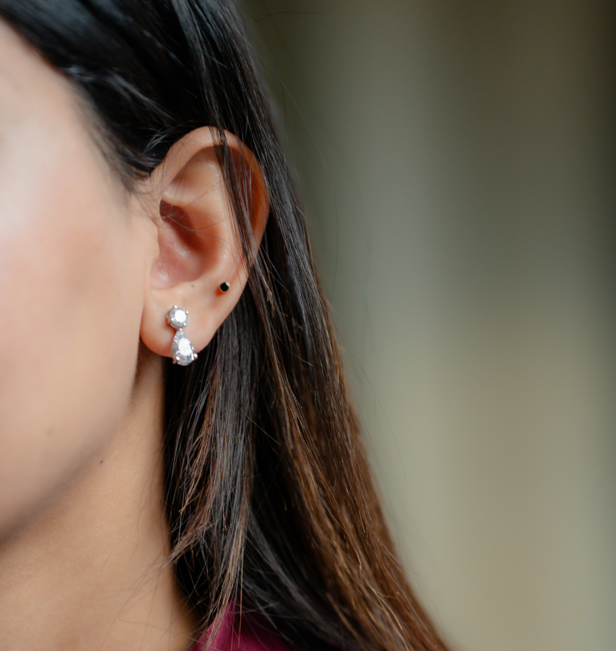 Diamond Convertible Drop Earrings Silver