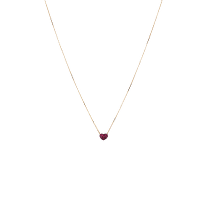Fine ruby pavé necklace – heart charm style.