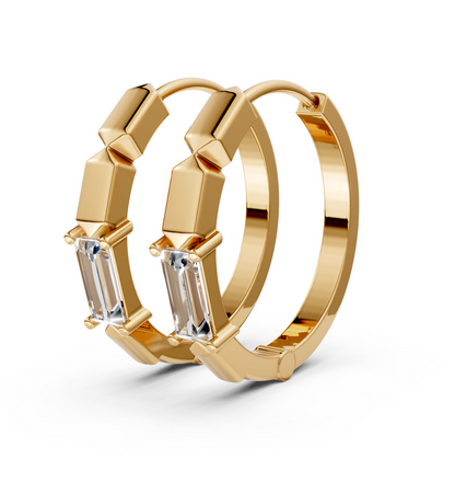 Gold Vermeil Luna Baguette Hoop Earrings