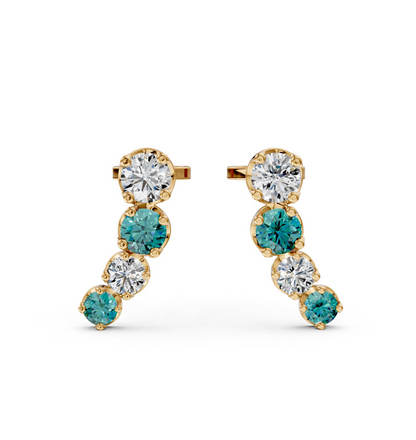 Gradient Bar Earrings -Teal & White 