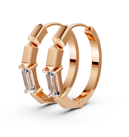 Luna Baguette Hoop Earrings 18k Gold Vermeil