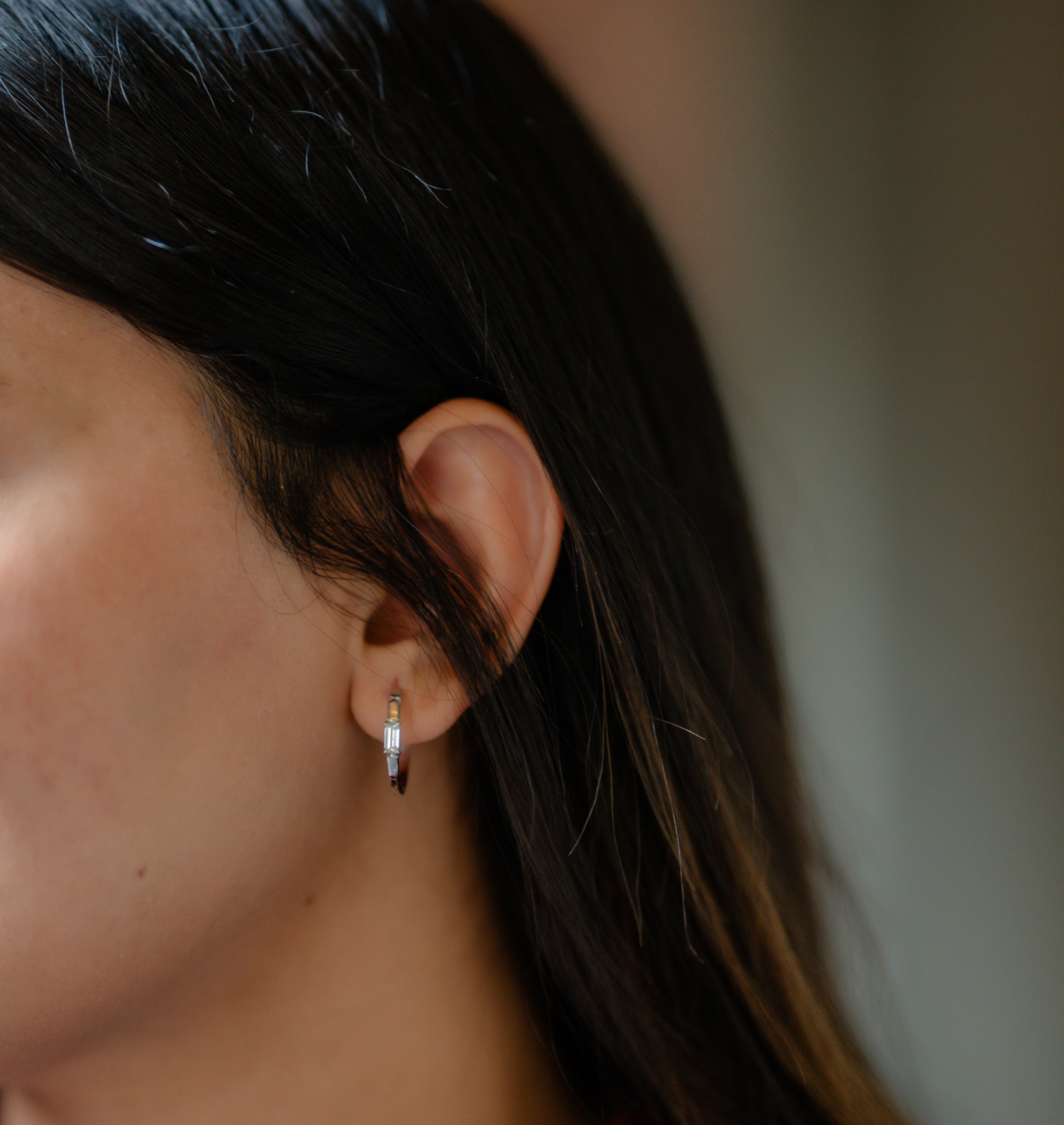 Luna Baguette Hoop Earrings Gold 