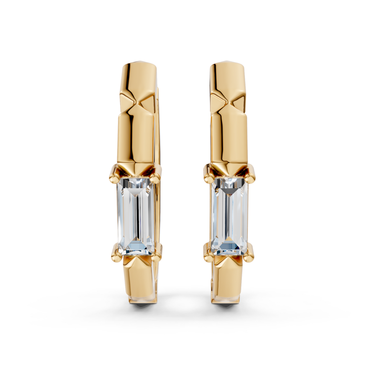 Luna Baguette Hoop Earrings Gold Vermeil