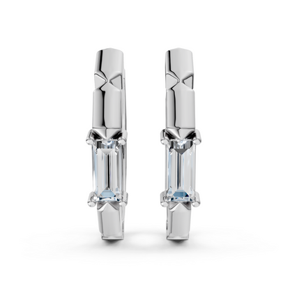 Luna Baguette Hoop Earrings Sterling Silver