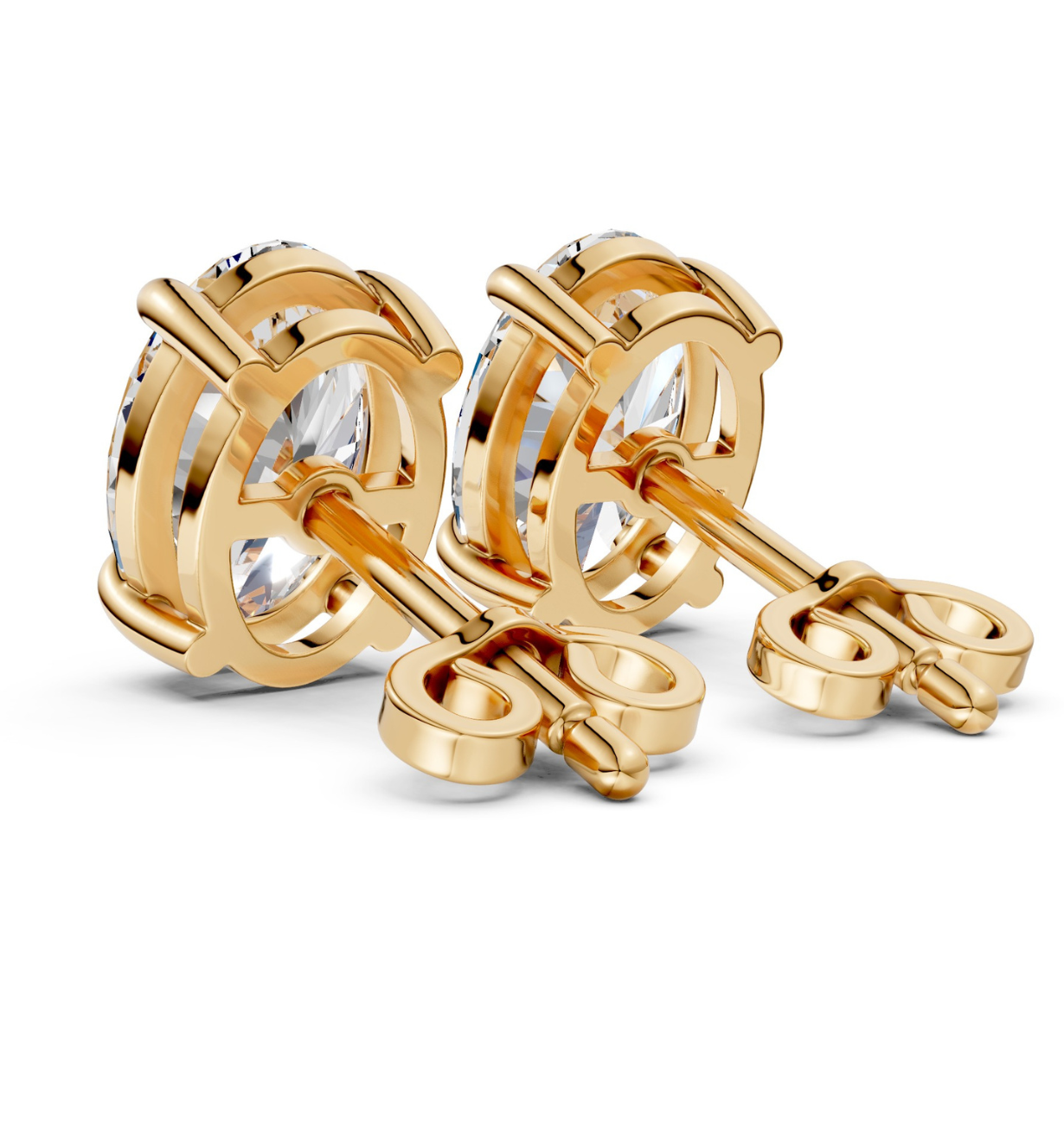 Oval Diamond Stud 1.50 TCW 18K Gold Vermeil