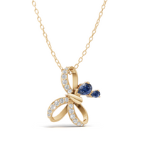 Pendant Necklace Sapphire Bloom Butterfly 