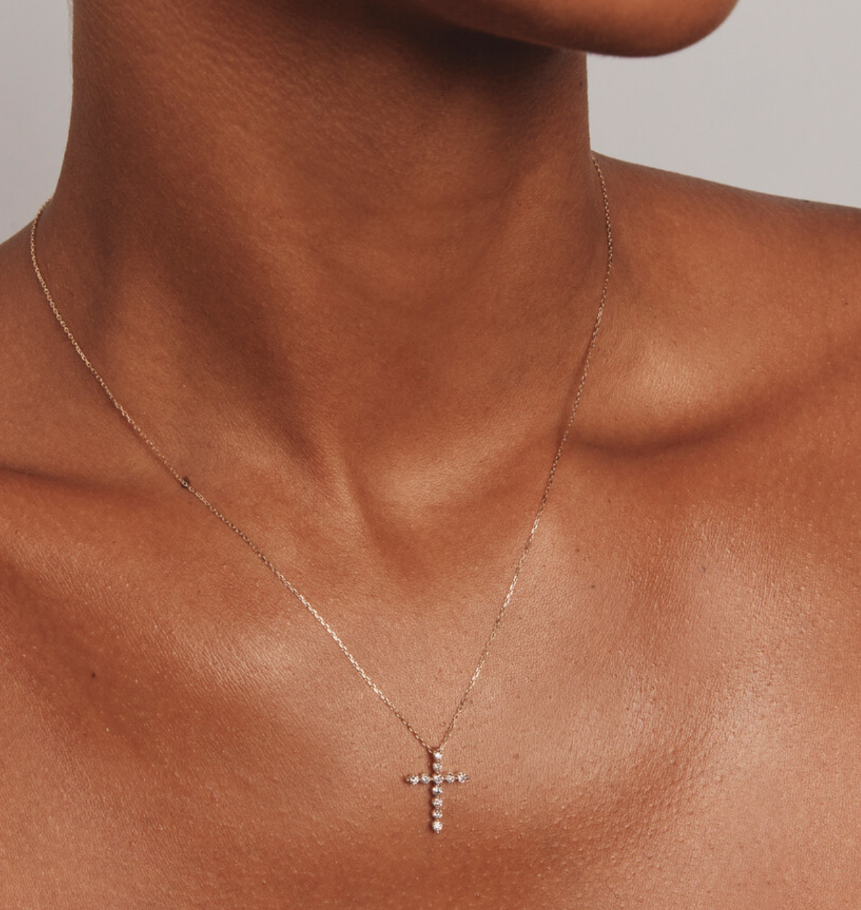 Radiant Diamond Cross Pendant Necklace