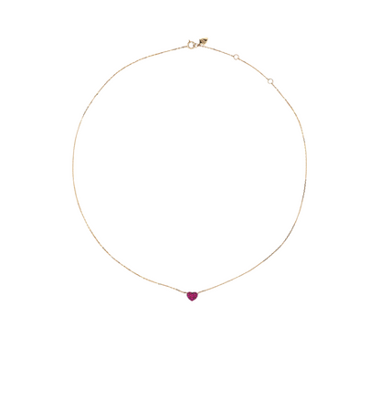 Romantic ruby heart necklace with pavé detailing.