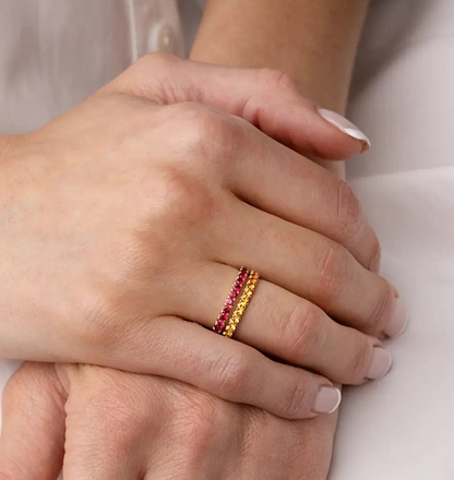 Ruby Half-Circle Ring in gold setting