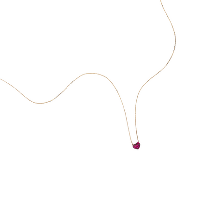 Ruby Pavé Heart Necklace with sparkling gemstones.