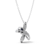 Sapphire Bloom Butterfly Pendant Necklace Sterling Silver