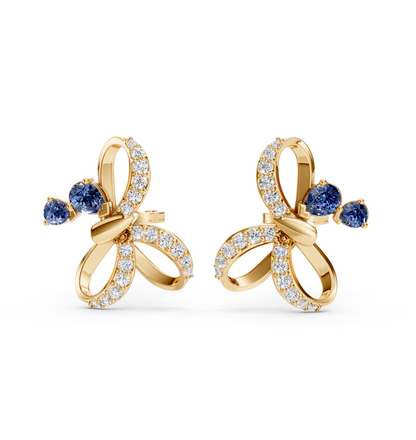 Sapphire Bloom Diamond Stud Earring
