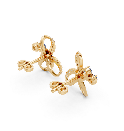Sapphire Bloom Diamond Stud Earrings Gold 