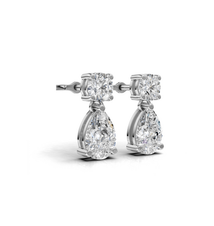 Sterling Silver Diamond Convertible Drop Earrings 